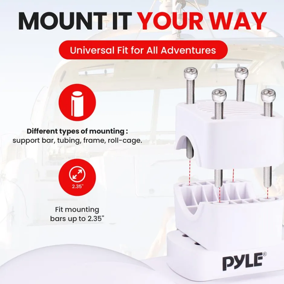 Dual Marine Speakers 300W Waterproof LED 8" White<Pyle Outlet