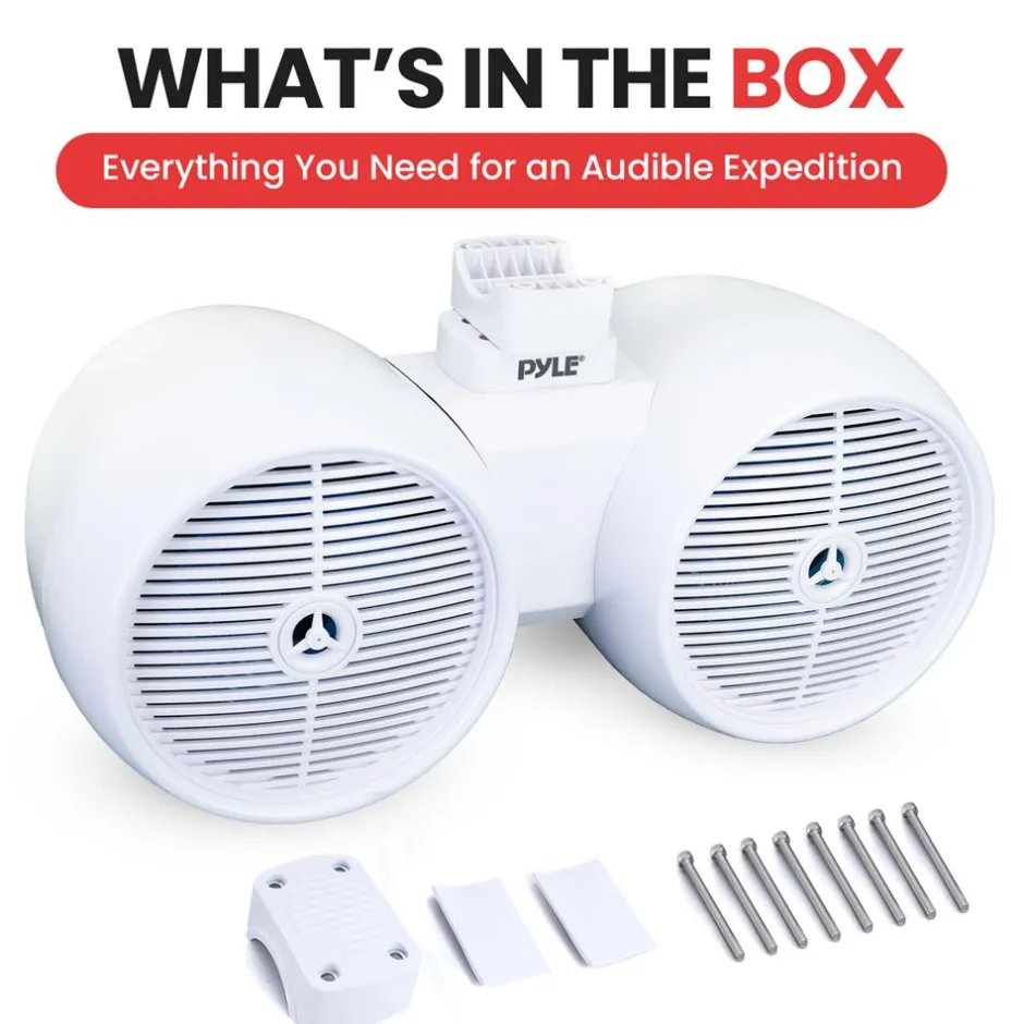 Dual Marine Speakers 300W Waterproof LED 8" White<Pyle Outlet