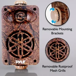 Dual Waterproof Outdoor Speakers - Weatherproof 3-Way Camo Design<Pyle