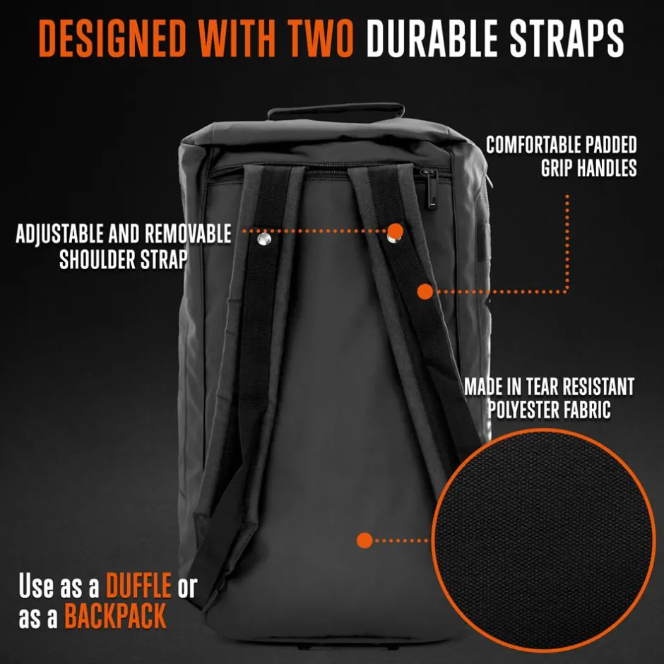 Duffle Bag with USB Port, Tear-Resistant Polyester, Extra Large, Black<SQUATZ Online