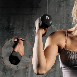 Dumbbell Set with Stand, 20lbs Neoprene Coated, Anti-Slip, Gray/Black/Orange<SQUATZ Sale