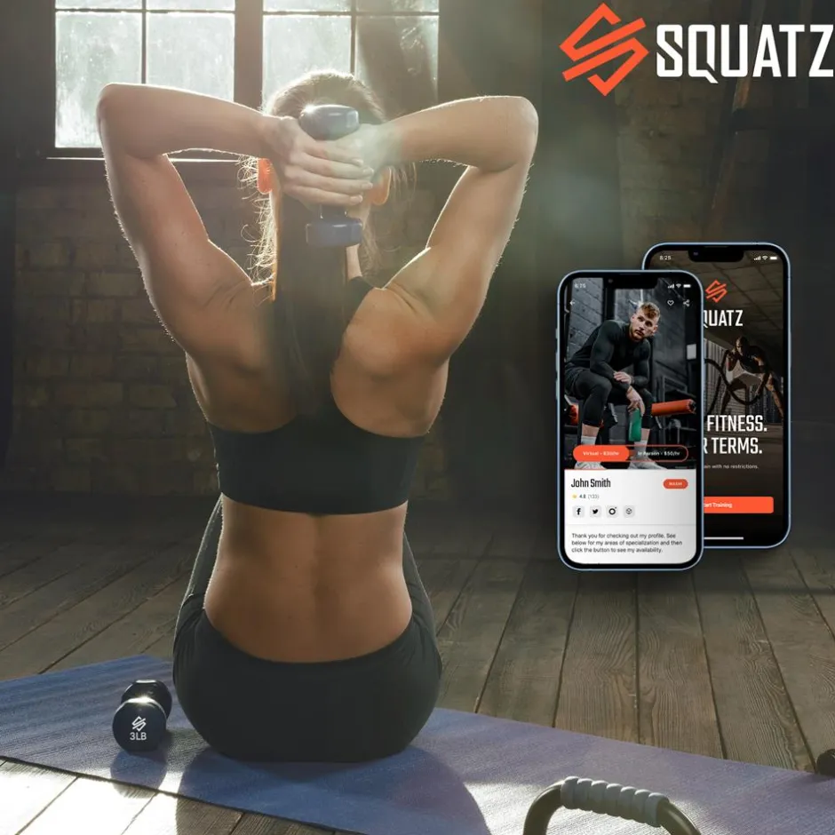 Dumbbell Set with Stand, 20lbs Neoprene Coated, Anti-Slip, Gray/Black/Orange<SQUATZ Sale