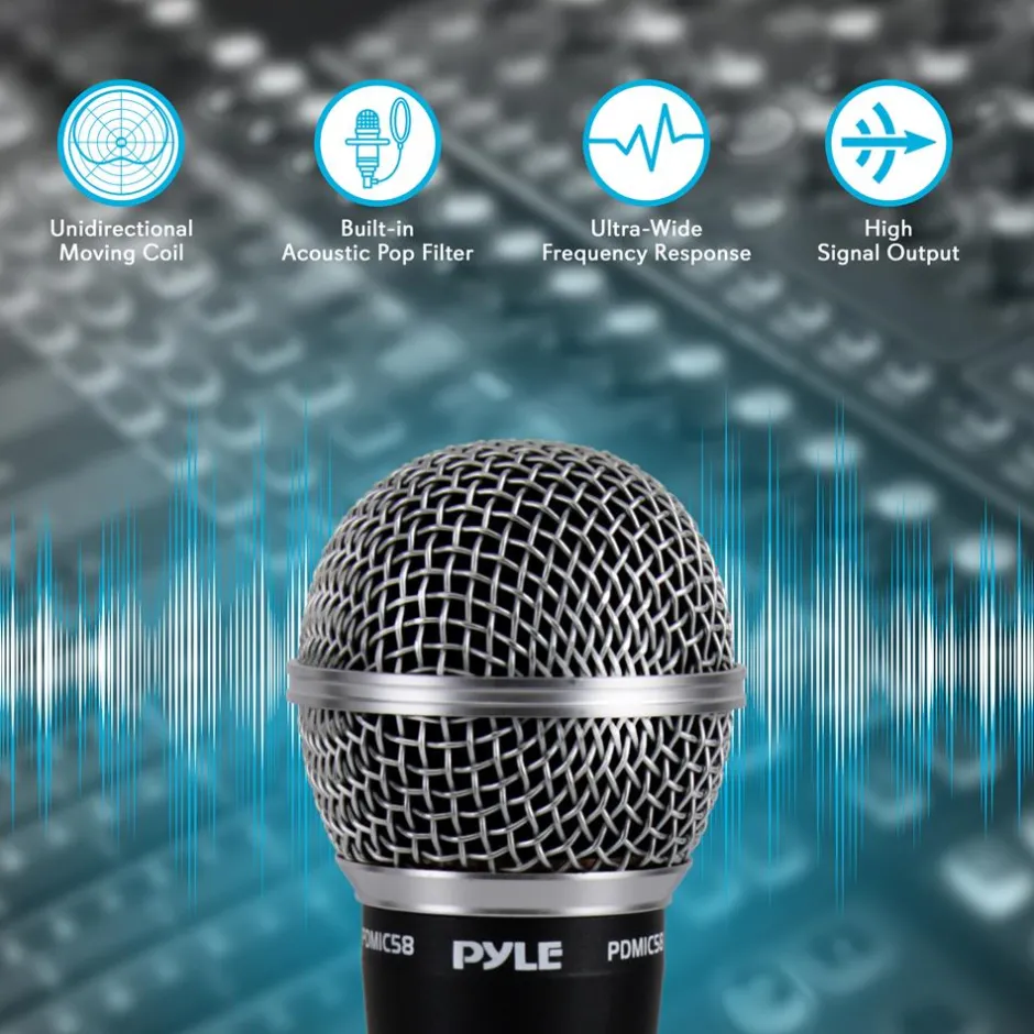 Dynamic Handheld Microphone - High Output, Zinc Alloy, Includes 15ft Cable<Pyle New