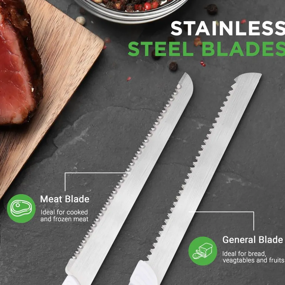 Electric Carving Knife Set - Effortless Slicing, Stainless Blades, Wood Stand<NutriChef Sale
