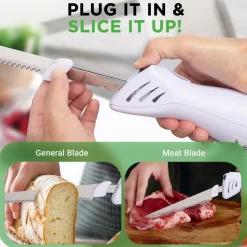 Electric Carving Knife Set - Effortless Slicing, Stainless Blades, Wood Stand<NutriChef Sale