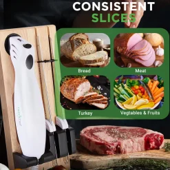Electric Carving Knife Set - Effortless Slicing, Stainless Blades, Wood Stand<NutriChef Sale