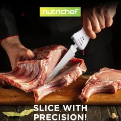 Electric Carving Knife Set - Effortless Slicing, Stainless Blades, Wood Stand<NutriChef Sale