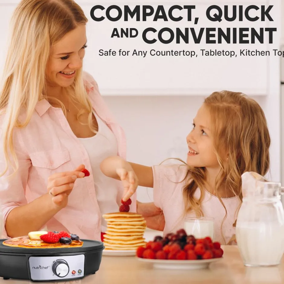 Electric Crepe Maker - Quick Cooking, Nonstick 12" Aluminum Griddle<NutriChef Discount