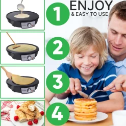 Electric Crepe Maker - Quick Cooking, Nonstick 12
