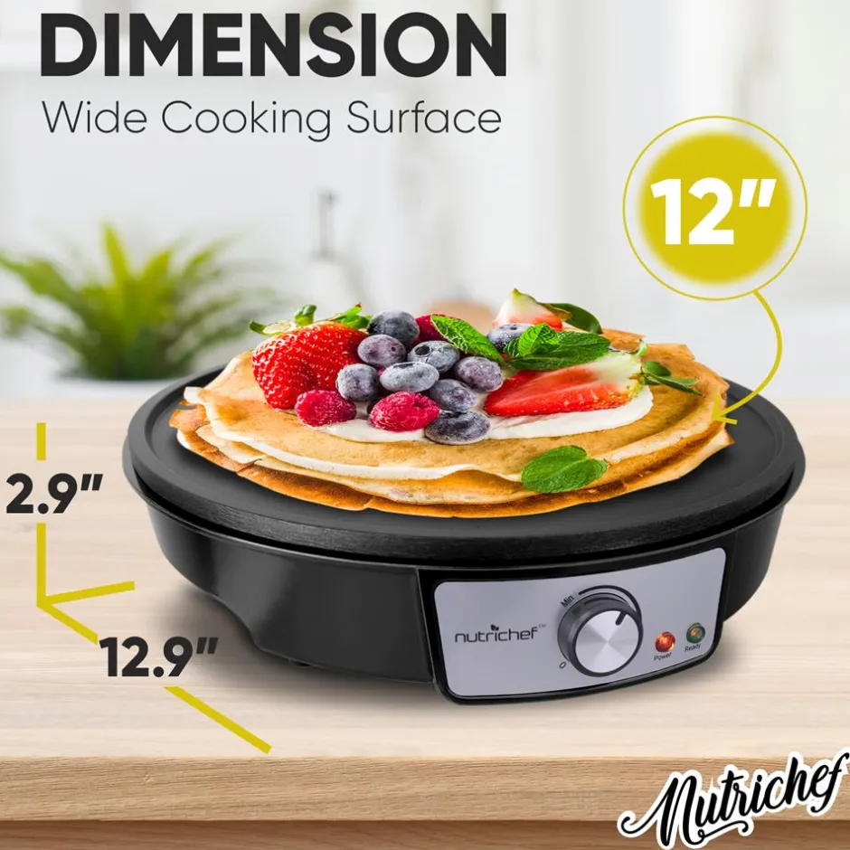 Electric Crepe Maker - Quick Cooking, Nonstick 12" Aluminum Griddle<NutriChef Discount