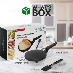 Electric Crepe Maker, Nonstick 8" Griddle, Auto Temp Control, Cool-Touch Handle<NutriChef New
