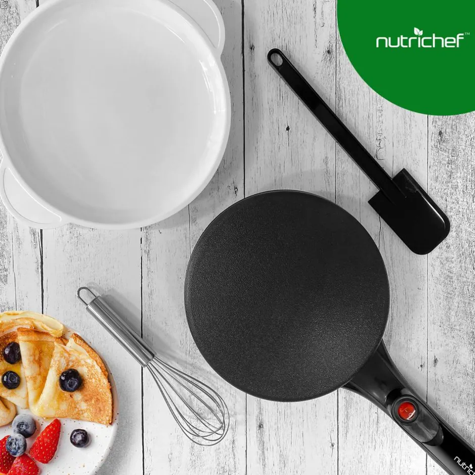 Electric Crepe Maker, Nonstick 8" Griddle, Auto Temp Control, Cool-Touch Handle<NutriChef New