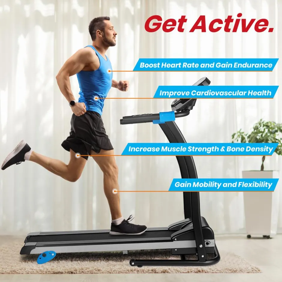 Electric Folding Treadmill, Space-Saving, 1.5 HP, Bluetooth App<SereneLife Outlet