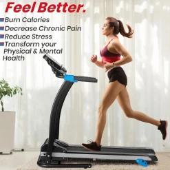 Electric Folding Treadmill, Space-Saving, 1.5 HP, Bluetooth App<SereneLife Outlet