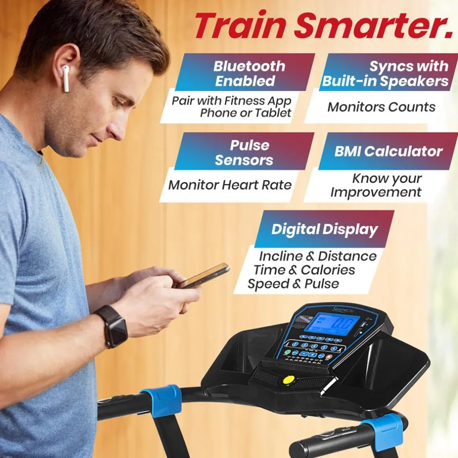 Electric Folding Treadmill, Space-Saving, 1.5 HP, Bluetooth App<SereneLife Outlet