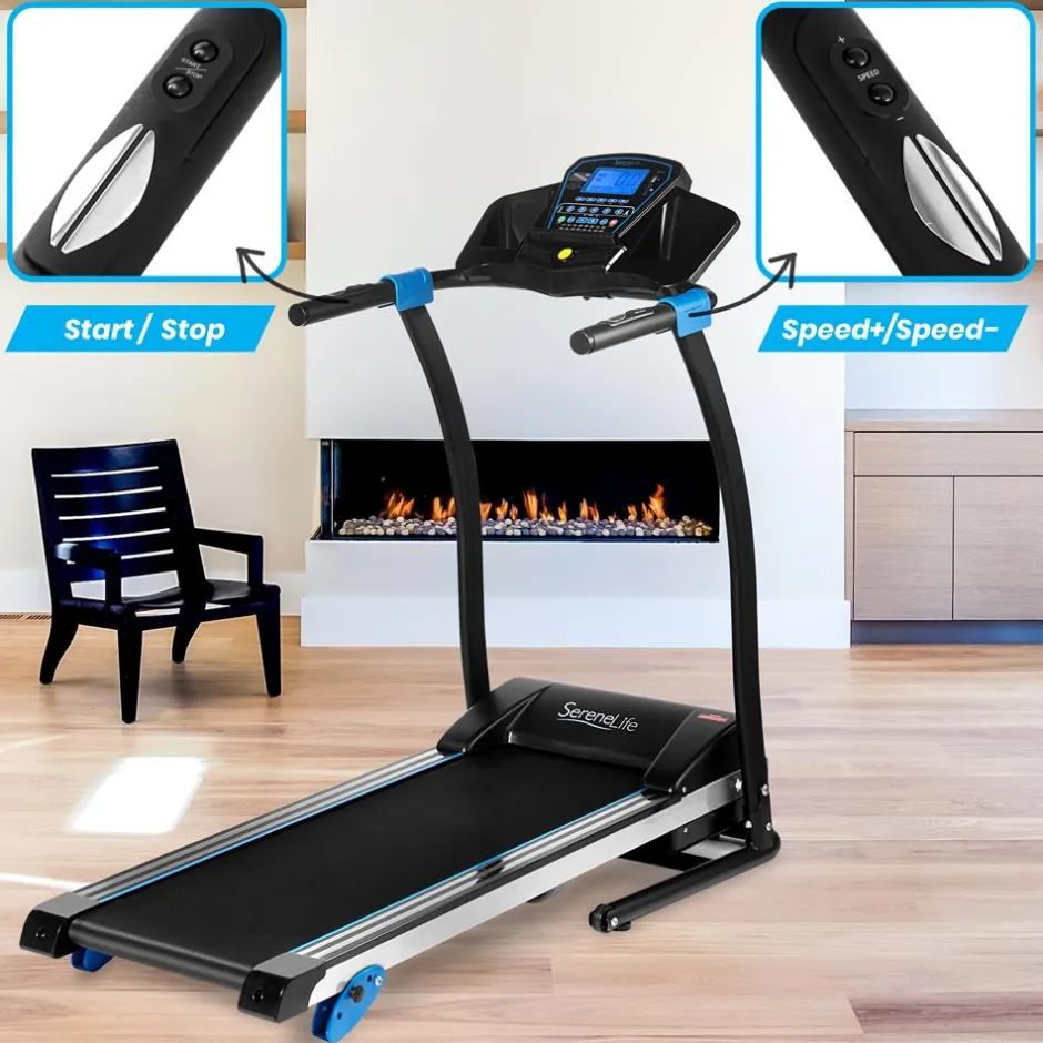 Electric Folding Treadmill, Space-Saving, 1.5 HP, Bluetooth App<SereneLife Outlet