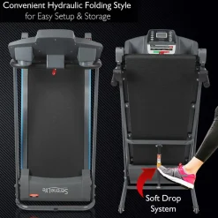 Electric Folding Treadmill, Bluetooth Sync, Manual Incline, Compact Design<SereneLife New