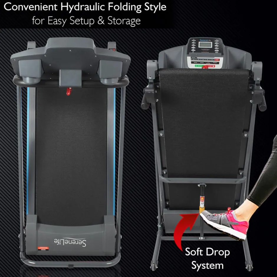 Electric Folding Treadmill, Bluetooth Sync, Manual Incline, Compact Design<SereneLife New