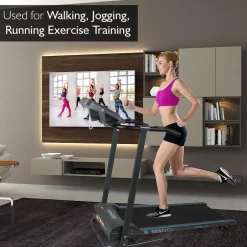 Electric Folding Treadmill, Bluetooth Sync, Manual Incline, Compact Design<SereneLife New