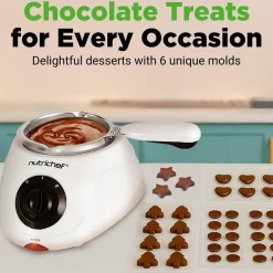 Electric Fondue Pot, Keeps Chocolate Warm, 8.8 Oz, White<NutriChef Online