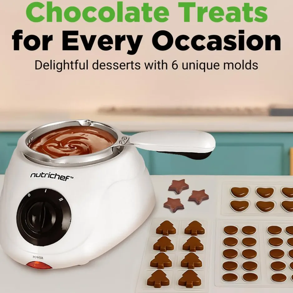 Electric Fondue Pot, Keeps Chocolate Warm, 8.8 Oz, White<NutriChef Online
