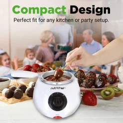 Electric Fondue Pot, Keeps Chocolate Warm, 8.8 Oz, White<NutriChef Online