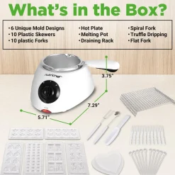 Electric Fondue Pot, Keeps Chocolate Warm, 8.8 Oz, White<NutriChef Online