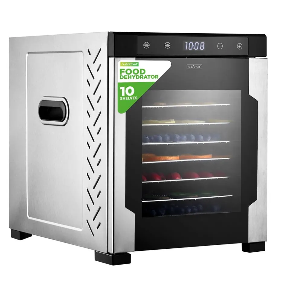 Electric Food Dehydrator 10-Tray Stainless Steel Digital Timer 900W<NutriChef Hot