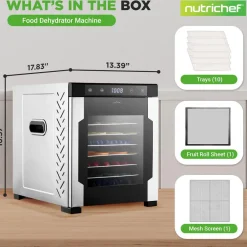 Electric Food Dehydrator 10-Tray Stainless Steel Digital Timer 900W<NutriChef Hot