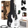 Electric Guitar Kit w/ Amp, Easy Play, Solid Wood, White Matte<Pyle Hot