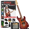 Electric Guitar Set with Amp, Full Size, 6-String, Glossy Finish<Pyle New