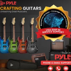Electric Guitar Set with Amp, Full Size, 6-String, Glossy Finish<Pyle New