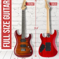 Electric Guitar Set with Amp, Full Size, 6-String, Glossy Finish<Pyle New