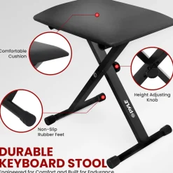 Electric Keyboard Accessory Set, Adjustable Stand, Iron, Black<Pyle Hot