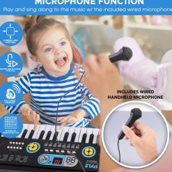 Electric Keyboard 61-Key Portable Karaoke Piano with Mic & Speakers<Pyle Best