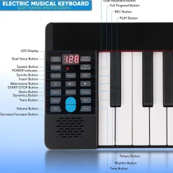 Electric Keyboard Piano 88 Keys Portable Foldable Bluetooth 128 Tones<Pyle Hot