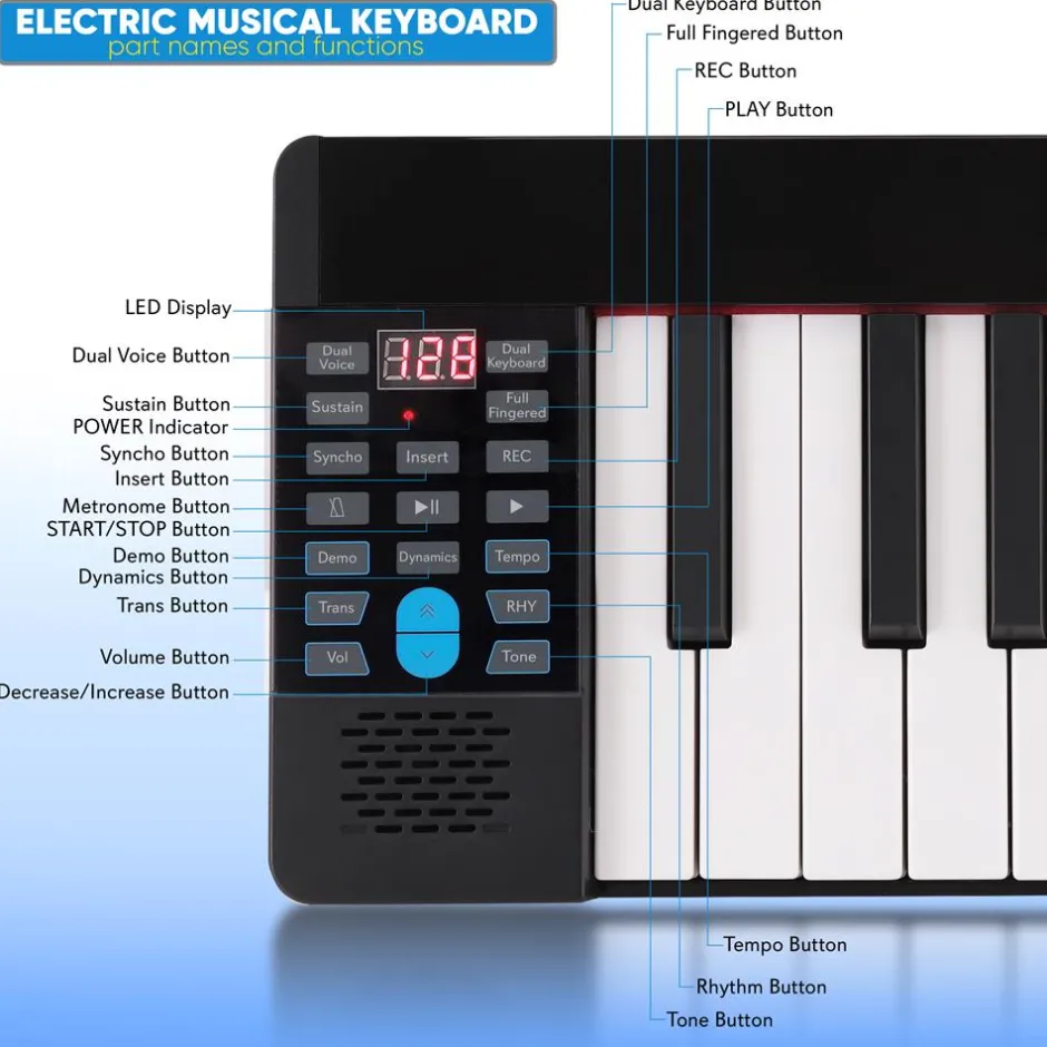 Electric Keyboard Piano 88 Keys Portable Foldable Bluetooth 128 Tones<Pyle Hot