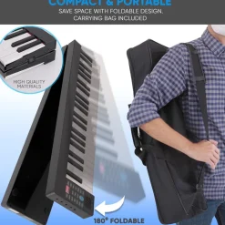 Electric Keyboard Piano 88 Keys Portable Foldable Bluetooth 128 Tones<Pyle Hot