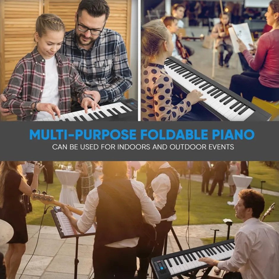 Electric Keyboard Piano 88 Keys Portable Foldable Bluetooth 128 Tones<Pyle Hot