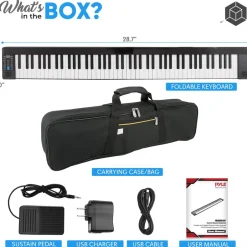 Electric Keyboard Piano 88 Keys Portable Foldable Bluetooth 128 Tones<Pyle Hot