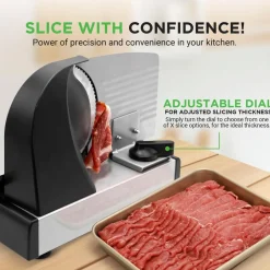 Electric Meat Slicer 200W Adjustable Stainless Steel Blade<NutriChef Outlet