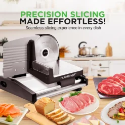 Electric Meat Slicer 200W Adjustable Stainless Steel Blade<NutriChef Outlet
