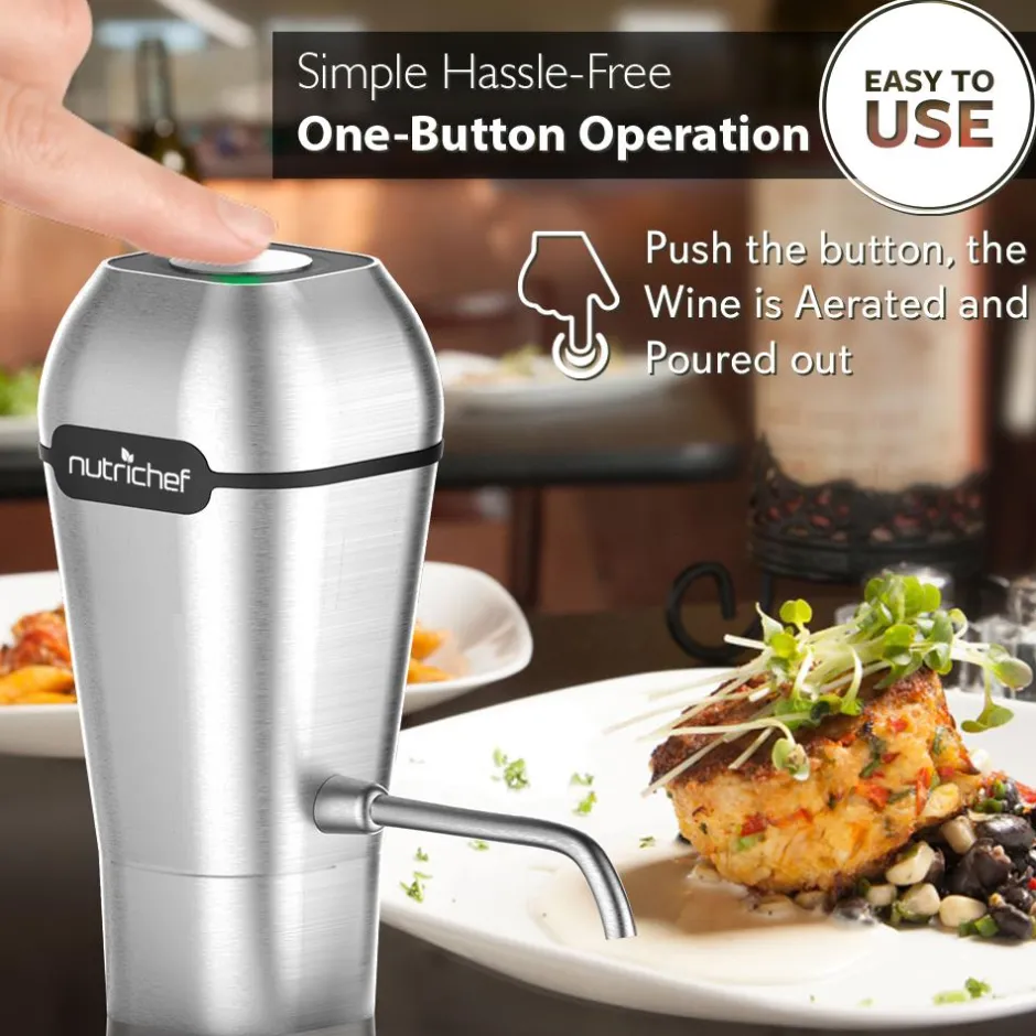Electric Wine Aerator Pump - Fresher Wine, Automatic, Aluminum Alloy<NutriChef Outlet