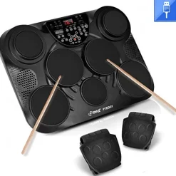 Electronic Drum Set, Portable, 7 Touch Pads, USB/MIDI, 600 Sounds<Pyle Online