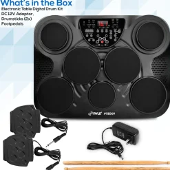 Electronic Drum Set, Portable, 7 Touch Pads, USB/MIDI, 600 Sounds<Pyle Online