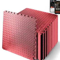 Exercise Mat 50 Pcs - Cushioned EVA Foam, Non-Skid, Easy Assembly, Red<SQUATZ Hot