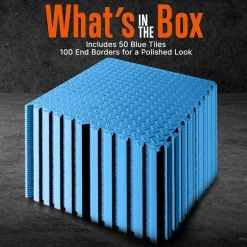 Exercise Mat 50 Pcs - Cushioned EVA Foam, Non-Skid, Easy Assembly, Blue<SQUATZ Best