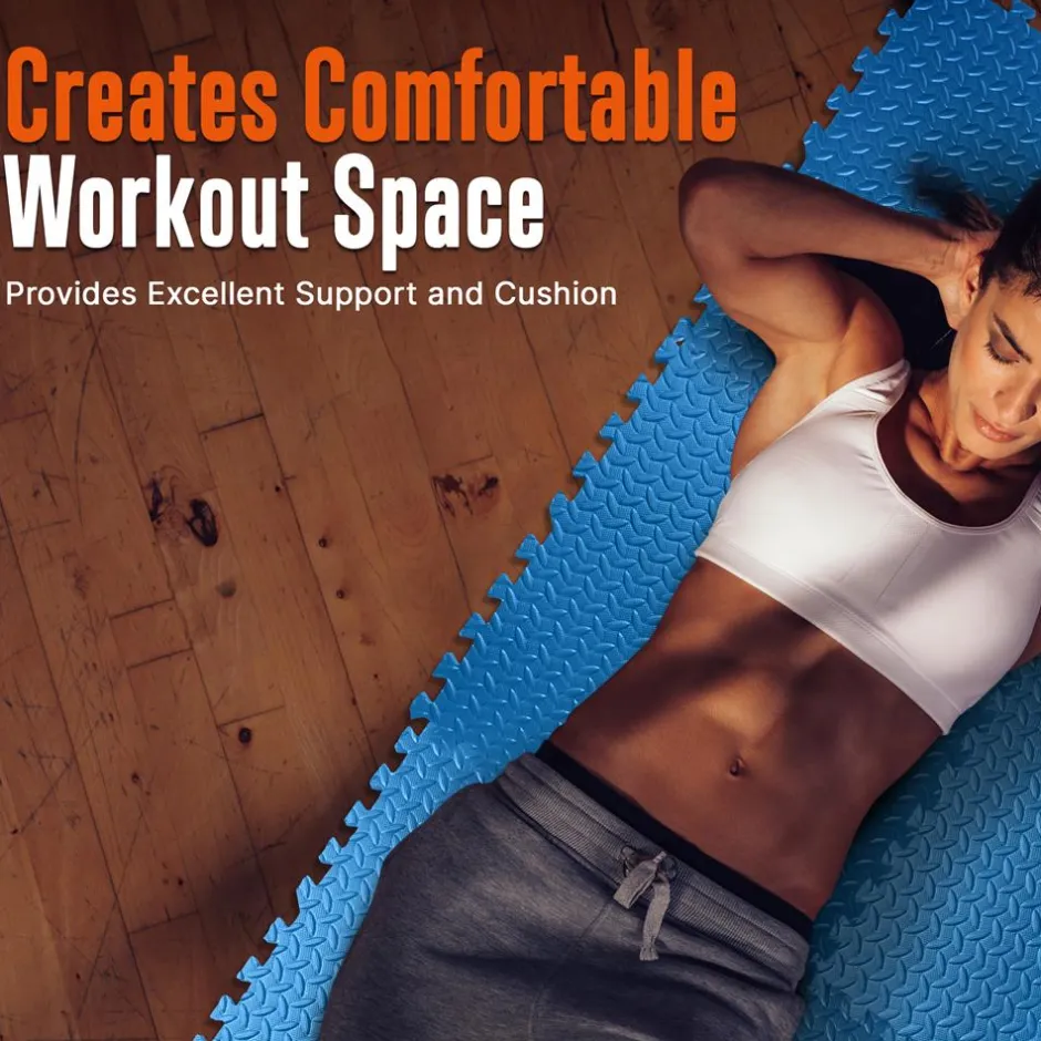Exercise Mat 25 Pcs - Cushioned EVA Foam, Non-Skid, Easy Assembly, Blue<SQUATZ Sale