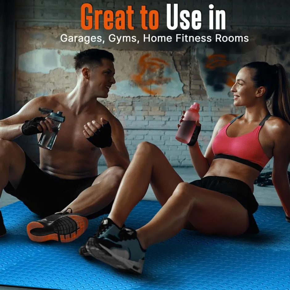 Exercise Mat 10 Pcs, Cushioned EVA Foam, Non-Skid, Easy Assembly, Blue<SQUATZ Discount