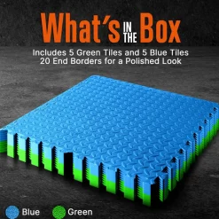 Exercise Mat 10 Pcs, Cushioned EVA Foam, Non-Skid, Blue/Green<SQUATZ Best